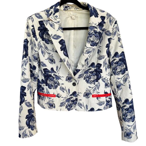 NWT Eva Mendes New York & Co. White + Blue Floral A-Line Dress + Blazer Size 16 - Picture 8 of 11